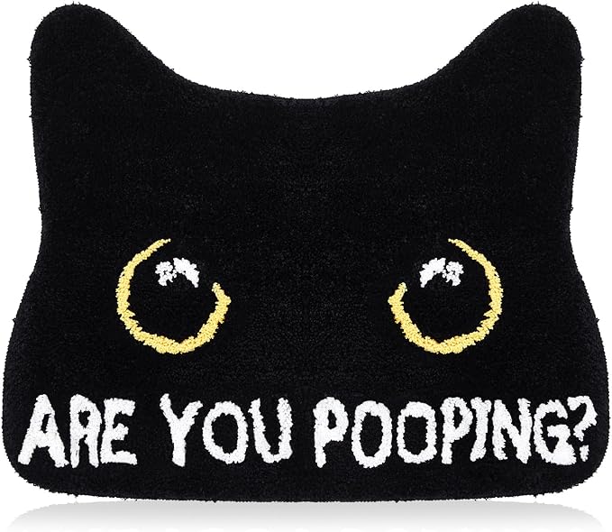 Drydiet Black Cat Bath Mat Bathroom Rug Non Slip - skull toilet mat