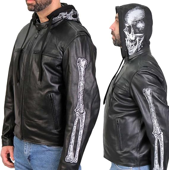 Hot Leathers Men’s Top Quality Leather Jacket with Concealed Carry Pockets - skull jacket