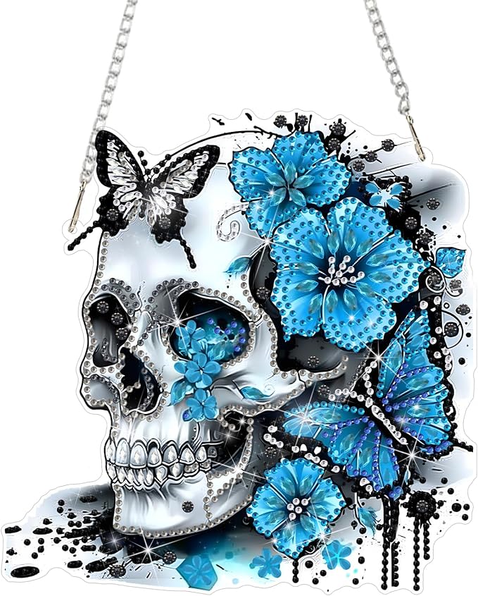 DOMROM Skull Diamond Art Kits for Adults, Acrylic Hanging Suncatcher