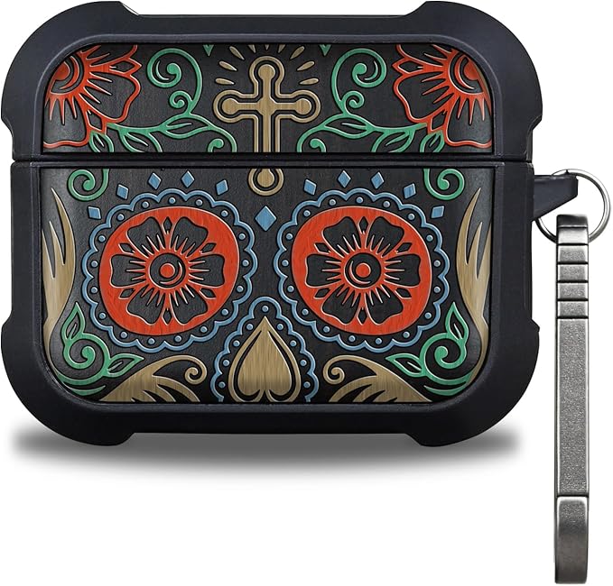 Black Solid Wood for AirPods Pro 3 Case (2025), Sugar Skull - skull backpack