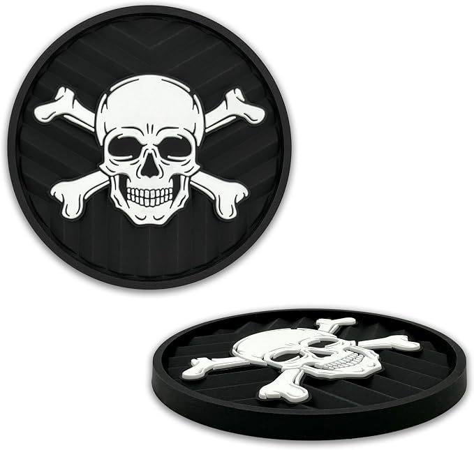 Skull & Crossbones Automotive Silicone Coasters Set of 2 - skull coaster