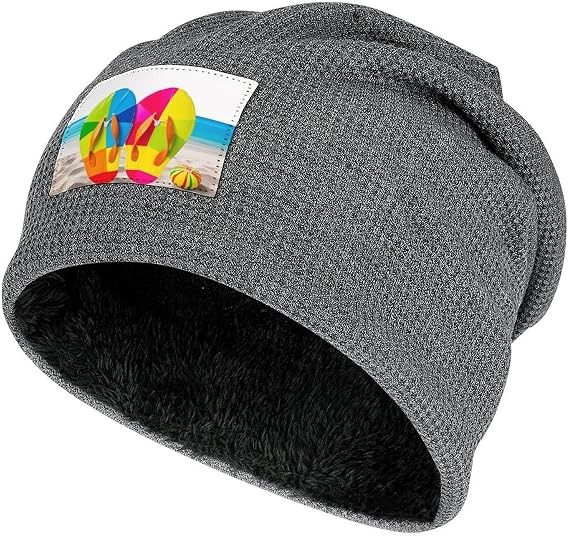 Slouchy Beanie for Women Men,Colorful Flip Flops Beach Ball Print Winter Warm Skull Cap Breathable Cozy Stretchy Hats - sugar skull costume
