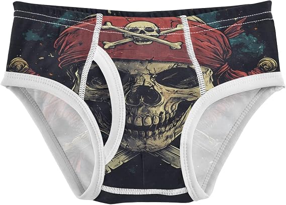 ALAZA Cartoon Pirate Skull Crossed Old Pirate Swords Boys Cotton Briefs Toddler Underwear - skull swimsuit