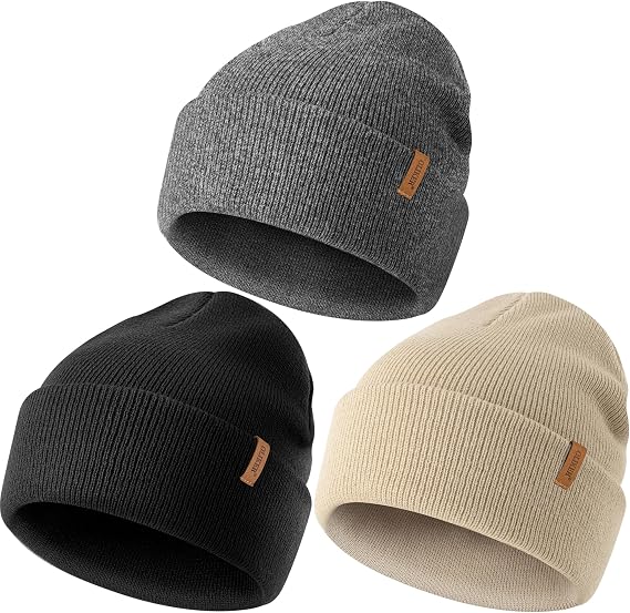 Beanie for Men Women, Winter Double Layer Warm Hat Skull Cap