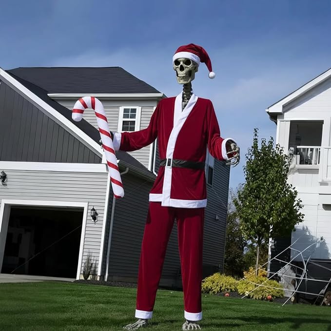 Seenelling 12 ft Christmas Giant Skeleton Costume Set Outdoor Decor - skeleton
