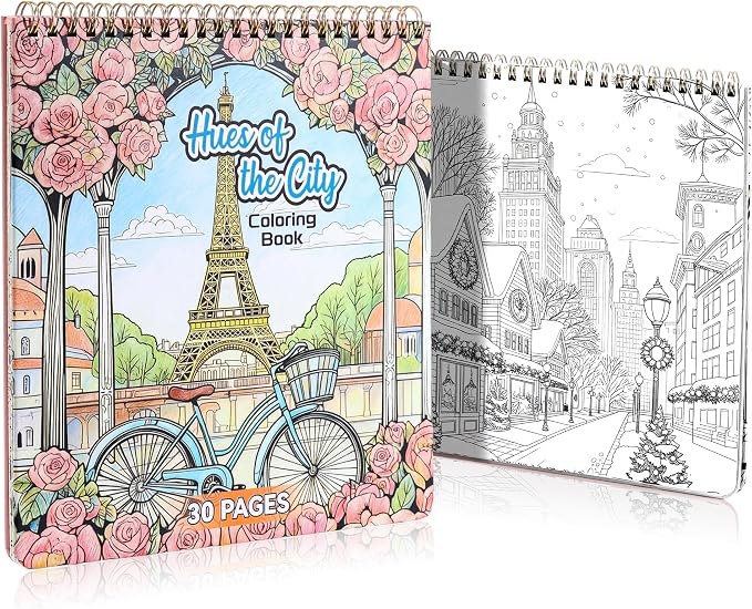 Coloring Book for Adult, 30 Pages Hues of the City, Color Urban Street Scenes, Architecture Building Stores, Fun Coloring Activities for Women Teen, Painting Pages for Relax Stress Relief - sugar skull book