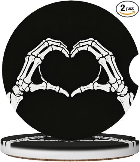 Skull 2 Pack Car Cup Holder Coasters Ceramic Drink Coasters - skull coaster