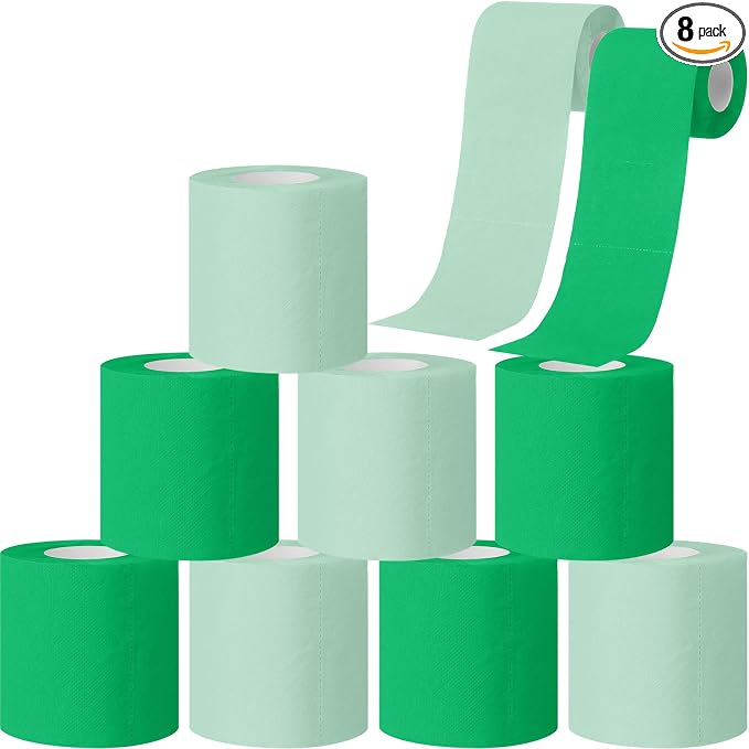 Gilprop 8 Rolls Colored Toilet Paper Multicolor, Green - skull toilet paper