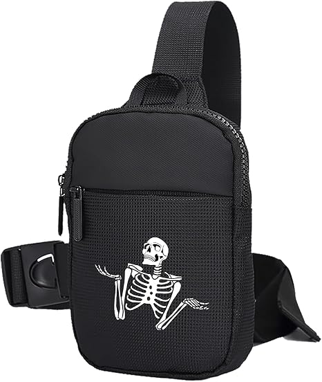FOECBIR Mini Crossbody Bag Men Chest Bags,Small Travel Sling Bag For Men Women Waterproof For Mens For Travel Work Sport (Shrug Skull Torso, Small) - skull backpack