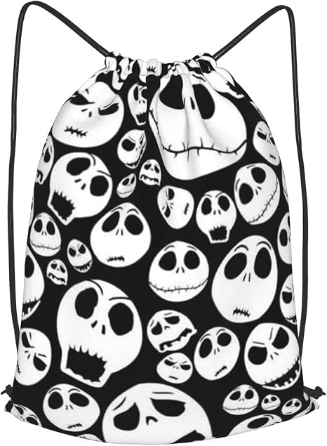 Halloween Skull Drawstring Backpack String Bag Gym Sackpack Lightweight Waterproof Sport Bag for Women Men - skull backpack