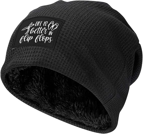Life is Better in Flip Flops Beanie Winter Hats Slouchy Fleece Lined Knit Warm Skull Cap for Men Women - sugar skull costume