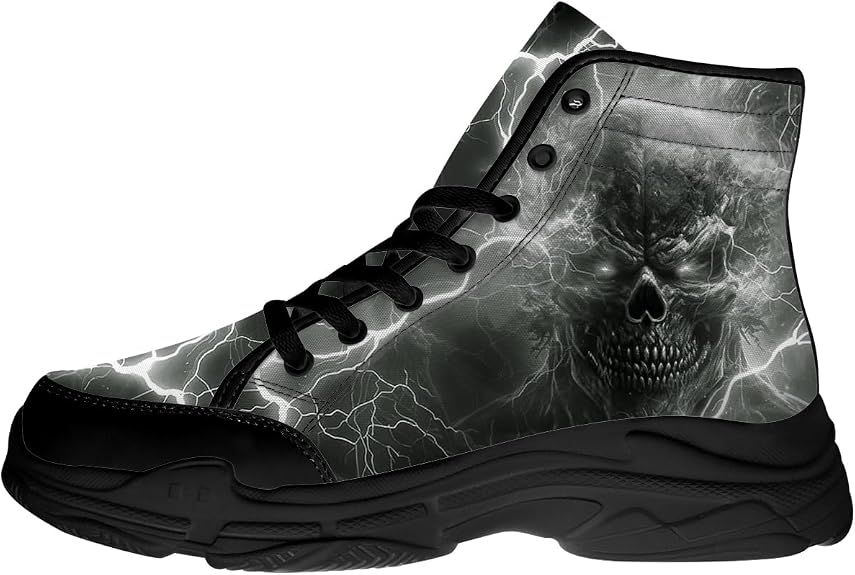 High Top Sneakers for Men,Lace-up Skull Canvas Platform Shoes,Funny Gifts for Him Her - sugar skull boots