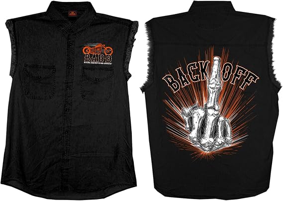 Hot Leathers Men's Hot Leathers Sleeveless Double-Sided Denim Shirt - skull tank tops