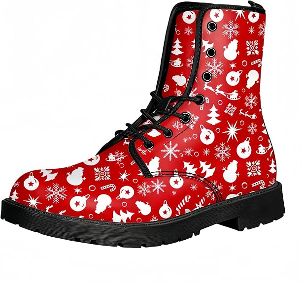Women's Printed Short Boots Lace-up Block Heel Combat Ankle Booties for Girls Ladies Autumn and Winter Shoes Rose Skull Butterfly FLowers Cartoon Pattern - sugar skull boots