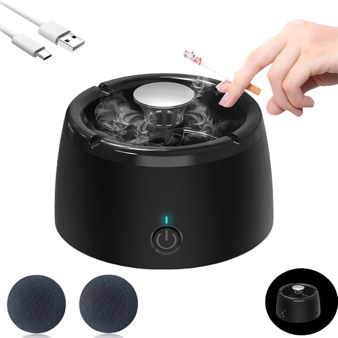 Smokeless ashtray Unique Present for Men Smokeless Ashtrays for Home Car Indoor Office(Black) - skull ashtray