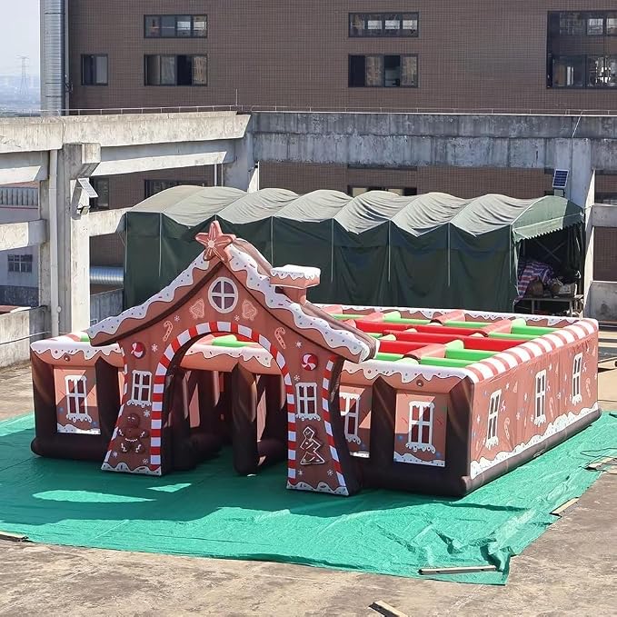 26x26ft Christmas Theme Inflatable Maze Challenge Labyrinth Games Gingerbread Christmas Inflatable Laser Tag Games (8x8m with Blower) - skull inflatable