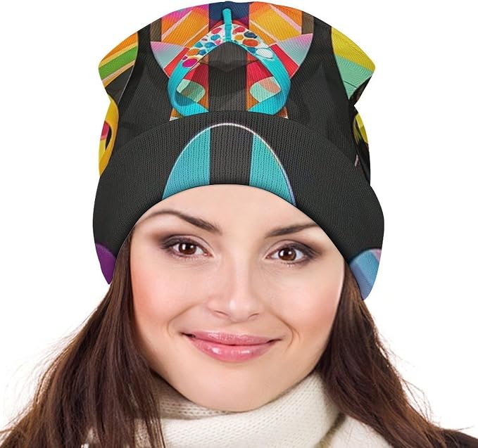 Flip Flops Beanie Hat for Men & Women Warm Skull Cap Knitted Hat All-Season Winter Hats White - sugar skull costume