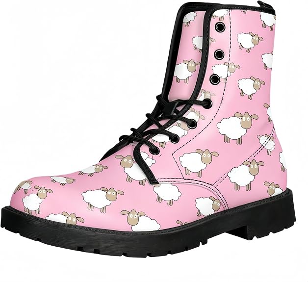 Women's Printed Short Boots Lace-up Block Heel Combat Ankle Booties for Girls Ladies Autumn and Winter Shoes Rose Skull Butterfly FLowers Cartoon Pattern - sugar skull boots