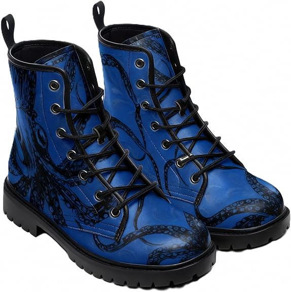 Women Printed Ankle Boots with Flower Butterfly Skull Angel Witch Mushroom Plaid Stylish Floral Platform Lace-up Leather Combat Booties Casual Everyday Party Halloween Christmas - sugar skull boots