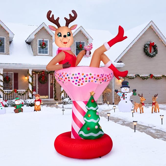 Vihose 6ft Funny Christmas Inflatable Reindeer Outdoor Decorations