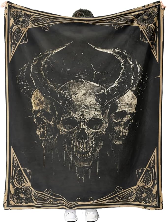 Gothic Skull Throw Blanket, Halloween Soft Plush Throw for Sofa Couch Bedroom (60 x 80 inch) - skull blanket