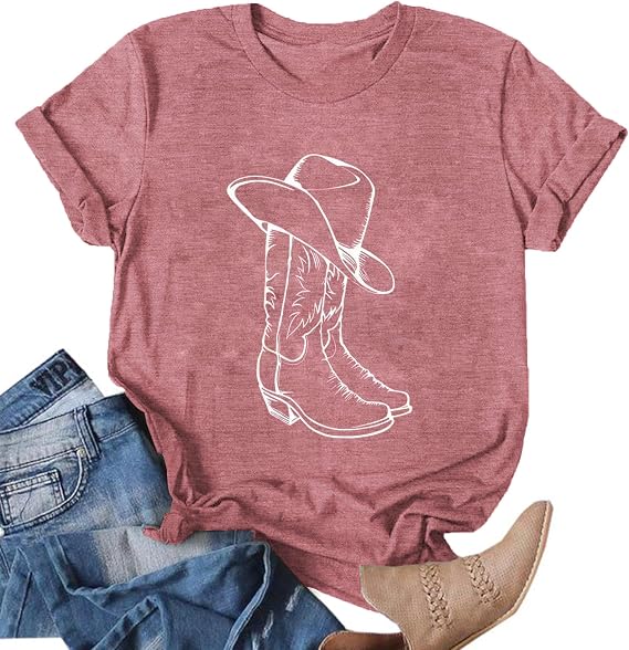 Western Country Shirt for Women：Vintage Cow Skull Graphic Tshirts Cowgirl Short Sleeve Tee Top - skull tshirt