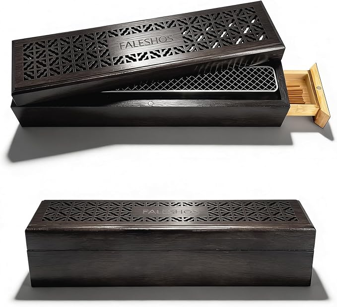 Incense Holder Burner, 2 in 1 Coffin Design with Storage Box and Ash Catcher, Holder for Incense Sticks, Excellent for Meditation Wellness Practices Bedroom Study Office - skull incense burner