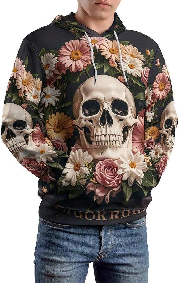Bonsai Tree Sugar Skull Hoodies for Women Men's Pullover Hooded Sweatshirt for Men Spring Autumn Clothes - skull hoodie
