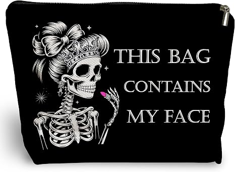 Goth Skull Makeup Bag Black Gothic Travel Cosmetic Bag for Women