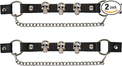 Hot Leathers | BNL1004-Motorcycle Riding Boot Chain SKULLS 2 PIECE SET - sugar skull boots