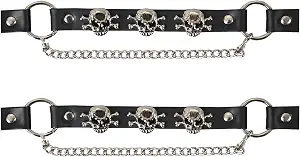 Hot Leathers | BNL1017-Motorcycle Riding Boot Chain SKULL & BONES 2 PIECE SET - sugar skull boots