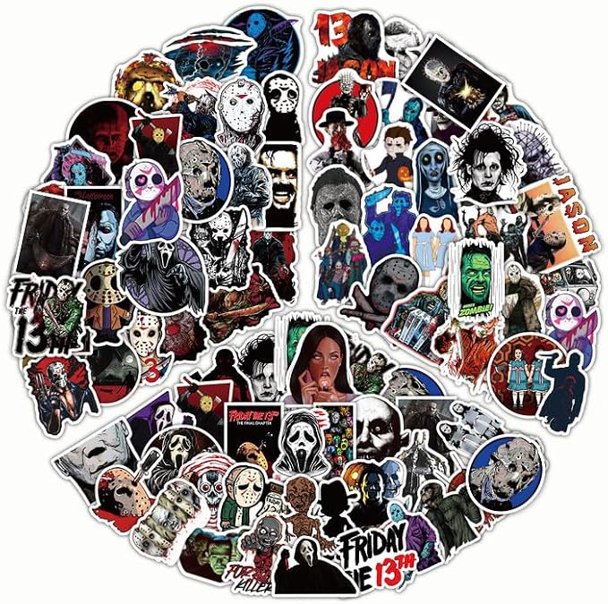 150PCS Horror Stickers Pack, Horror Movie Stickers, Horror Movie Gifts for Adults Teens, Waterproof Vinyl Scary Decals for Water Bottle, Laptop, Phone, Skateboard, Luggage, Cool DIY Decoration - skull sticker