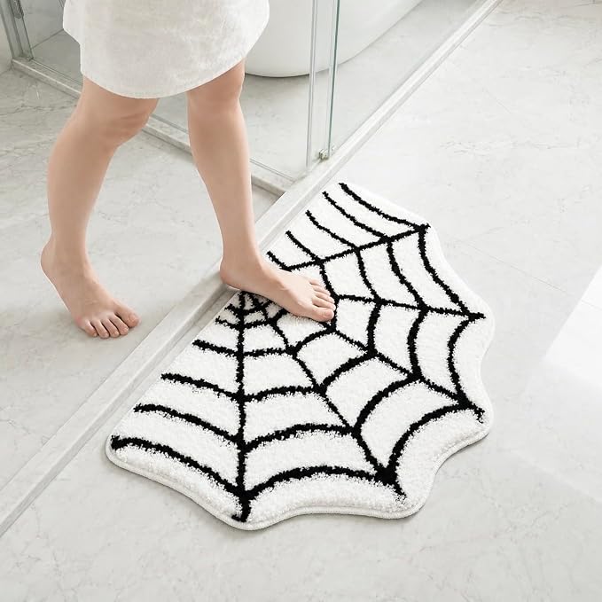 Halloween bathroom rug - goth room decor for halloween rugs indoor 31.5"×20" Machine Washable halloween floor mat ,gothic bathroom decor, TPR Non-Slip Rugs-soft water absorbent living room Area Rug - skull carpet