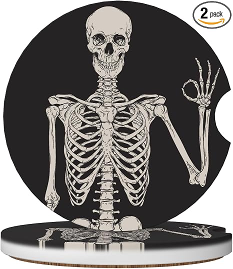 Skull Gothic Car Cup Holder Coasters 2 Pack 2.63" for Women - skull coaster