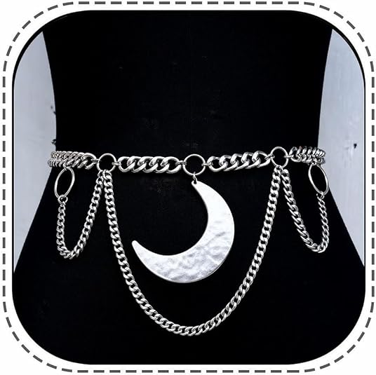 Moon Layered Waist Chain Belt - Punk Gothic Crossover Body Belly Chains Tassel for Women Girl - skull wallet