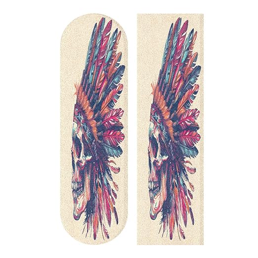 Skull Skateboard Grip Tape Non-Slip Wear-Resistant Skateboard Special Tape, Not Easy to Fall Off Sandpaper to Create an Exclusive Cool Skateboard, 33.1X9.1 in - skull sticker