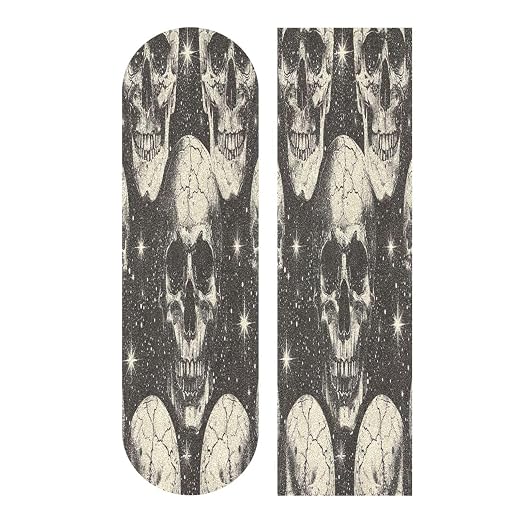 Skull Skateboard Grip Tape Non-Slip Wear-Resistant Skateboard Special Tape, Not Easy to Fall Off Sandpaper to Create an Exclusive Cool Skateboard, 33.1X9.1 in - skull sticker
