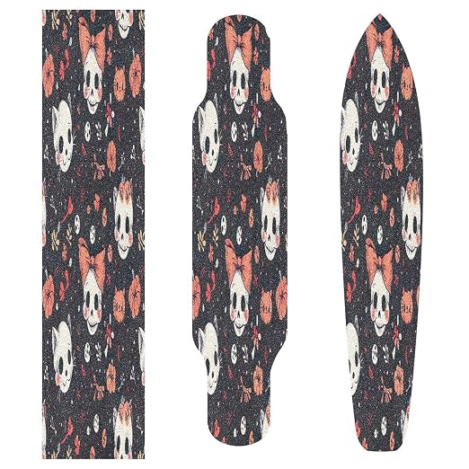 Skull Skateboard Grip Tape Non-Slip Wear-Resistant Skateboard Special Tape, Not Easy to Fall Off Sandpaper to Create an Exclusive Cool Skateboard, 44.1X10.1 in - skull sticker