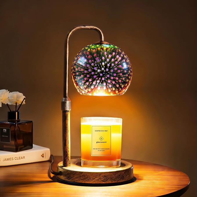 Glocusent Candle Warmer Lamp with Timer, Dimmable, (Fireworks) - skull lamp