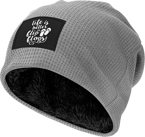 Life is Better in Flip-Flops Beanie for Men and Women, Fleece Lined Winter Skull Cap - sugar skull costume