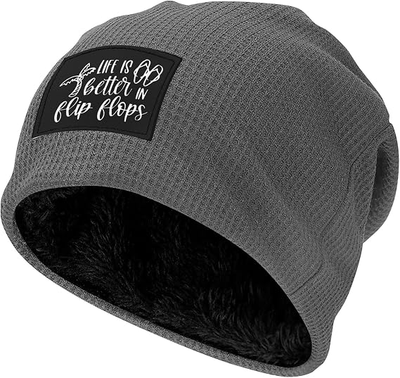 Life is Better in Flip Flops Knit Hat for Unisex Adult, Warm Winter Skull Cap, Slouchy Beanie - sugar skull costume