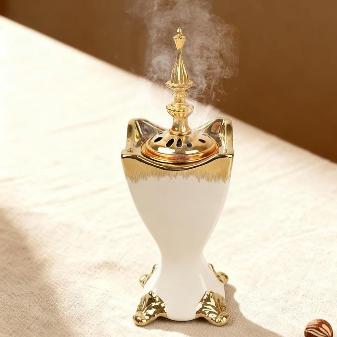 Bakhoor Incense Burner Holder 9.53in Height Stable Ceramic Incense Burner - skull incense burner