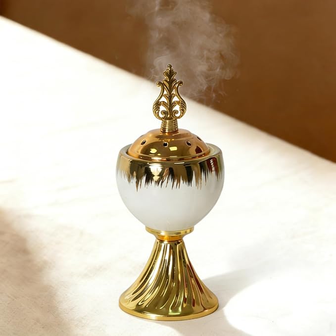 Bakhoor Incense Burner Holder 7.76in Height Stable Ceramic Incense Burner - skull incense burner