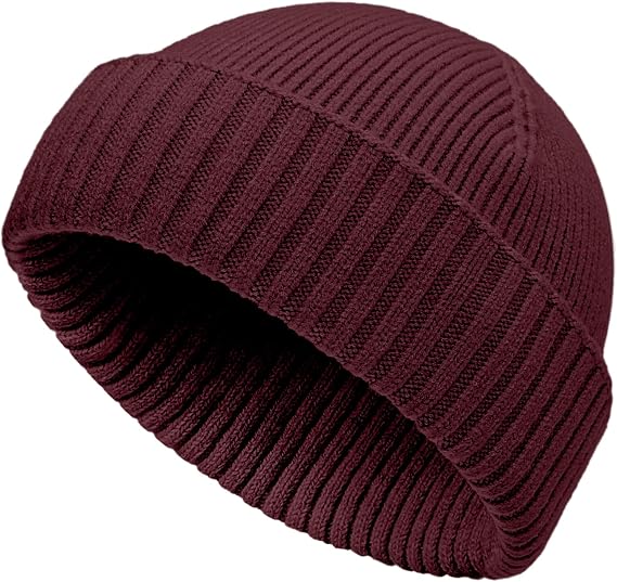 vidsel 50% Wool Double Cuff Beanie Hat for Men Women, Warm Winter Knit Cap - skull watch