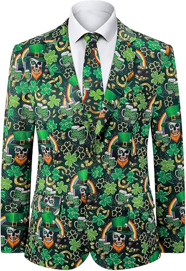 Men's 2-Piece St. Patrick's Day Jacket & Tie - skull jacket