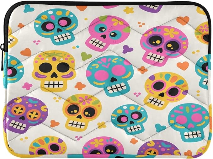 ALAZA Skull Light Yellow Background Pattern Laptop Sleeve Bag Waterproof Protective Notebook Case, 13 13.3 14 inch