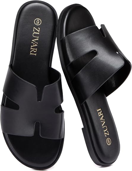 Women's Flat Sandals Open Toe Leather Slippers for Summer Slip On Beach Mules Dressy Comfortable Slide Sandals - sugar skull costume