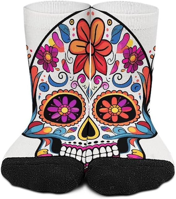 Boot Sock Sugar Skull Socks for Women Men Cotton Socks Warm Stocking Ankle Sock for Hiking Work Sport 11.8in - sugar skull boots