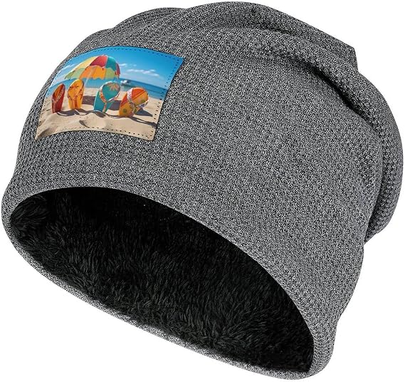 Colorful Flip Flops Slouchy Beanie Hat Knit Skull Cap with Fleece Lined Cuffed Winter Hat for Skiing Running - sugar skull costume