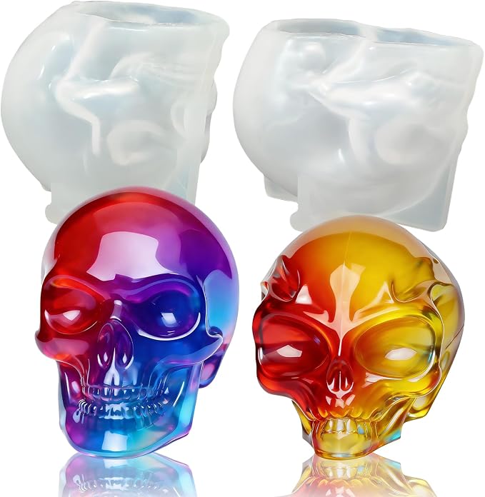 Silicone Skull Resin Molds Set, 3D Alien Skeleton Epoxy Resin Mold for Aromatherapy Candle Making, Skull Pendant, Halloween Decoration, Home Decor, Outdoor Art Crafts - skull ashtray